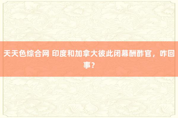 天天色综合网 印度和加拿大彼此闭幕酬酢官，咋回事？