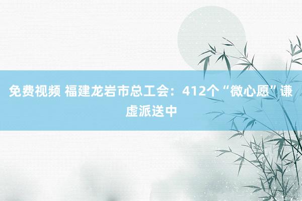 免费视频 福建龙岩市总工会：412个“微心愿”谦虚派送中