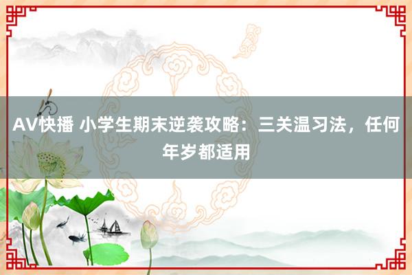 AV快播 小学生期末逆袭攻略：三关温习法，任何年岁都适用