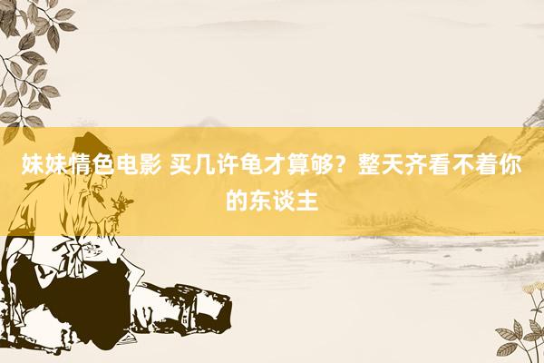 妹妹情色电影 买几许龟才算够？整天齐看不着你的东谈主