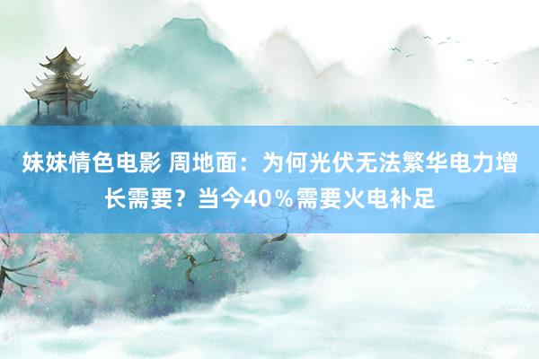 妹妹情色电影 周地面：为何光伏无法繁华电力增长需要？当今40％需要火电补足