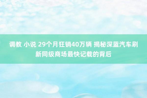 调教 小说 29个月狂销40万辆 揭秘深蓝汽车刷新同级商场最快记载的背后