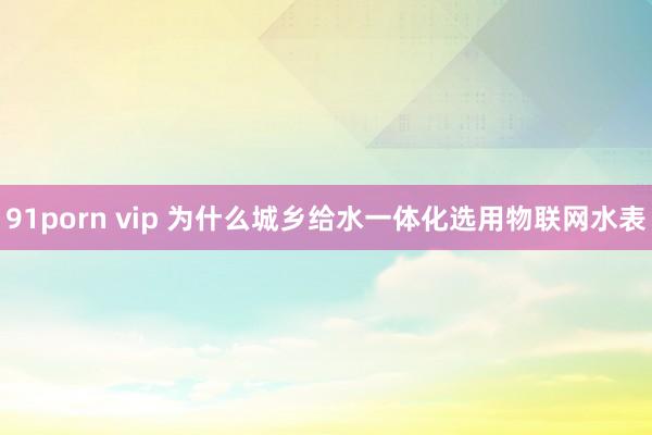 91porn vip 为什么城乡给水一体化选用物联网水表