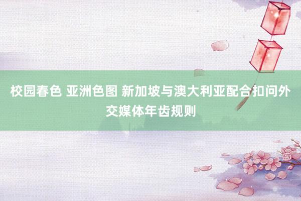 校园春色 亚洲色图 新加坡与澳大利亚配合扣问外交媒体年齿规则