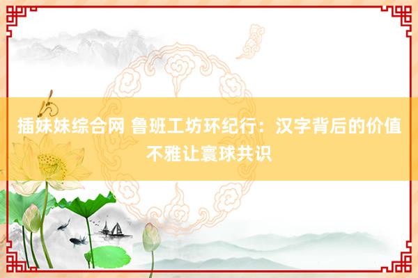 插妹妹综合网 鲁班工坊环纪行：汉字背后的价值不雅让寰球共识
