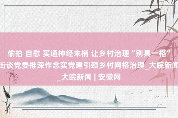 偷拍 自慰 买通神经末梢 让乡村治理“别具一格” ——高刘街谈党委推深作念实党建引颈乡村网格治理_大皖新闻 | 安徽网