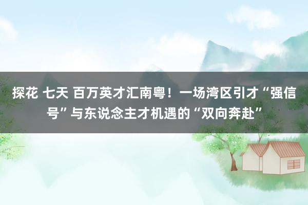 探花 七天 百万英才汇南粤！一场湾区引才“强信号”与东说念主才机遇的“双向奔赴”