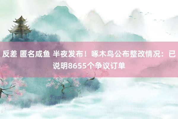 反差 匿名咸鱼 半夜发布！啄木鸟公布整改情况：已说明8655个争议订单