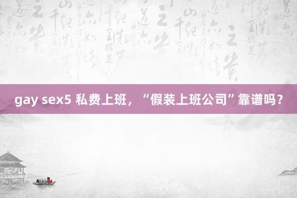 gay sex5 私费上班，“假装上班公司”靠谱吗？