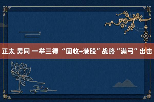 正太 男同 一举三得 “固收+港股”战略“满弓”出击