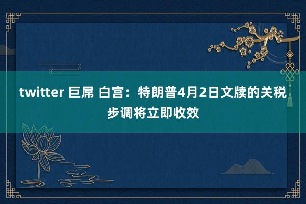 twitter 巨屌 白宫：特朗普4月2日文牍的关税步调将立即收效