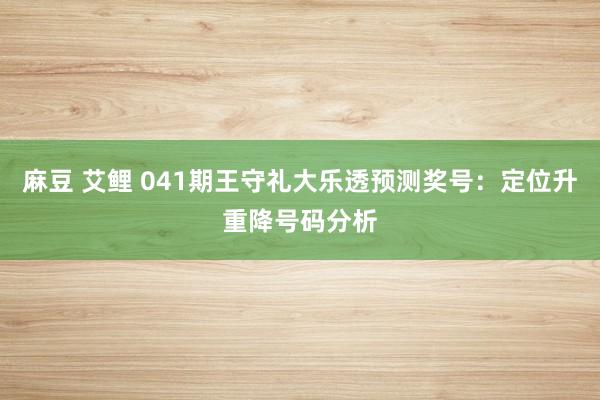 麻豆 艾鲤 041期王守礼大乐透预测奖号：定位升重降号码分析